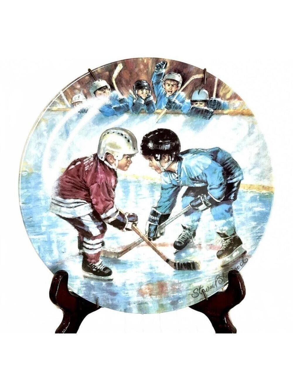 1989 Stewart Sherwood “The Face-Off” Kids Hockey Limited Edition Plate
